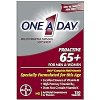 Proactive 65+, Mens & Womens Multivitamin, Supplement with Vitamin A, Vitamin C, Vitamin D, and Zinc for Immune Health Support*, Calcium, Folic Acid & more, Tablet 150 Count