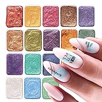 Solid Nail Watercolor Paints 18 Colors Glitter Pigment Gradient Art Design Manicure Kit DIY Blooming Gel Polish Set for Women