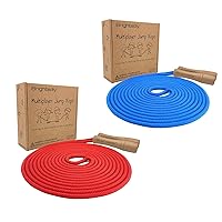 16 FT Long Jump Rope for Kids, Red and Blue Bundle | Multiplayer, Adjustable | Classic Wooden Handle|Durable Kids Jumping Rope, Skipping Rope, Outdoor Fun, Gift, Party Game, Party Favor