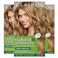 Clairol Natural Instincts Demi-Permanent Hair Dye, 8G Medium Golden Blonde Hair Color, Pack of 3