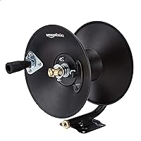 Amazon Basics Manual Hose Reel - Fits 3/8-Inch by 50-Feet Air Hoses (Not Included), Black