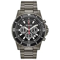 Bulova Men's Classic Sport Stainless Steel 6-Hand Chronograph Quartz Watch with 44mm Dial