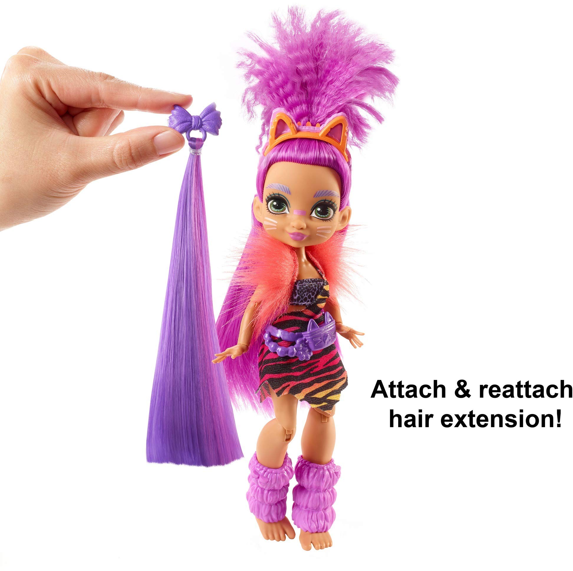Cave Club Roaralai Doll (8 – 10-inch, Purple Hair) Poseable Prehistoric Fashion Doll with Dinosaur Pet and Accessories, Gift for 4 Year Olds and Up [Amazon Exclusive]