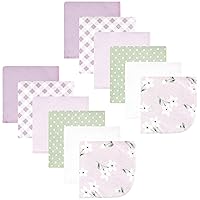 Hudson Baby Unisex Baby Flannel Cotton Washcloths, Purple Dainty Floral 12 Pack, One Size