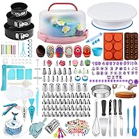 Cake Decorating Kit with Cake Carrier,678 PCS Cake Decorating Supplies Kit with 3 Springform Pans,Piping Bags and 74 Piping Tips,Chocolate Mold,Turntable - Baking Supplies Kit Set