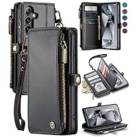 Defencase for Samsung Galaxy S24 Plus Case, RFID Blocking Galaxy S24 Plus Wallet Case for Women and Men, PU Leather Magnetic Flip Strap Zipper Card Holder Phone Case for Samsung S24 Plus 6.7