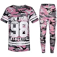 a2z4kids Girls NEW YORK BROOKLYN 98 ATHLECTIC Camouflage Print Top & Legging Set 7-13 Yr