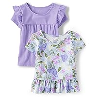 Baby Girls' and Toddler Short Sleeve Flutter Knit Shirts