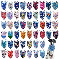 50PCS Big Dog Bandanas 33Inch Ocean Summer Blue Bulk for Large XL Breed Dog Shark Turtle Sea Star Dolphins Kerchief Triangle Bibs Scarves for Boys and Girls Grooming Accessories