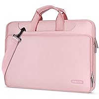MOSISO 360 Protective Laptop Shoulder Bag Compatible with MacBook Air/Pro, 13-13.3 inch Notebook, Compatible with MacBook Pro 14 inch M3 M2 M1 2023-2021,Matching Color Sleeve with Belt, Pink