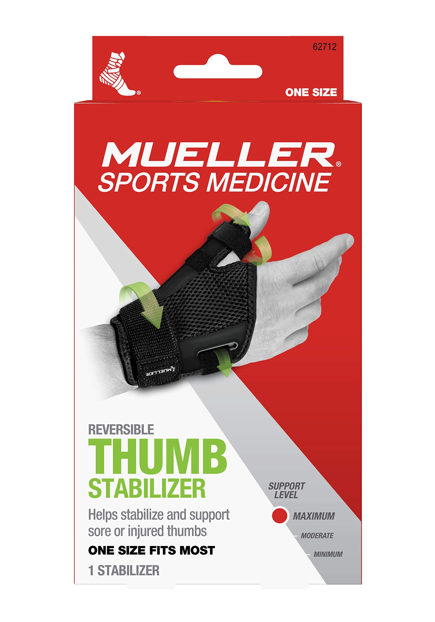 Mueller Sports Medicine Adjust-to-Fit Thumb Stabilizer, For Men and Women, Black, One Size Fits Most