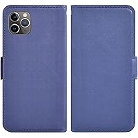 Case for iPhone 14/14 Plus/14 Pro/14 Pro Max, PU Leather Wallet Flip Case, with Card Slots Holder Wrist Strap, Folding Folio Magnetic Cover (Color : Blue, Size : 14 Pro 6.1