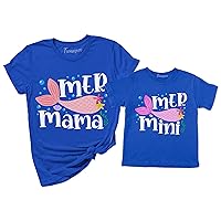 Mer Mama Mer Mini Mother's Day Mermaid Graphic Mommy Matching Shirt Mom Kids T-Shirt Gift
