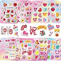UPINS 48 Sheets Valentines Heart Stickers, Glitter Colorful Love Stickers for Kids Valentine Stickers for Labels Scrapbook Envelopes Decorative for Valentine's Day, Mother's Day, Wedding, Party