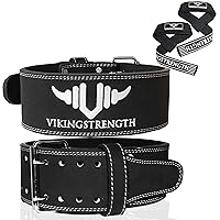 Premium Weight Lifting Belt with Lifting Straps, Gym Weightlifting Belt for Men and Women, perfect for Squat, Powerlifting, Crossfit and Deadlifting M-4XL + V-Strength Workout App