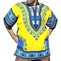 RaanPahMuang Bright Colour Cotton Africa Dashiki Shirt Plus Size Plain Front