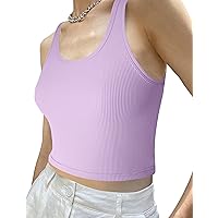 tagunop Women's Sleeveless Tank Tops Scoop Neck Basic Cami Tee Shirts Casual Ribbed Slim Fitted Top