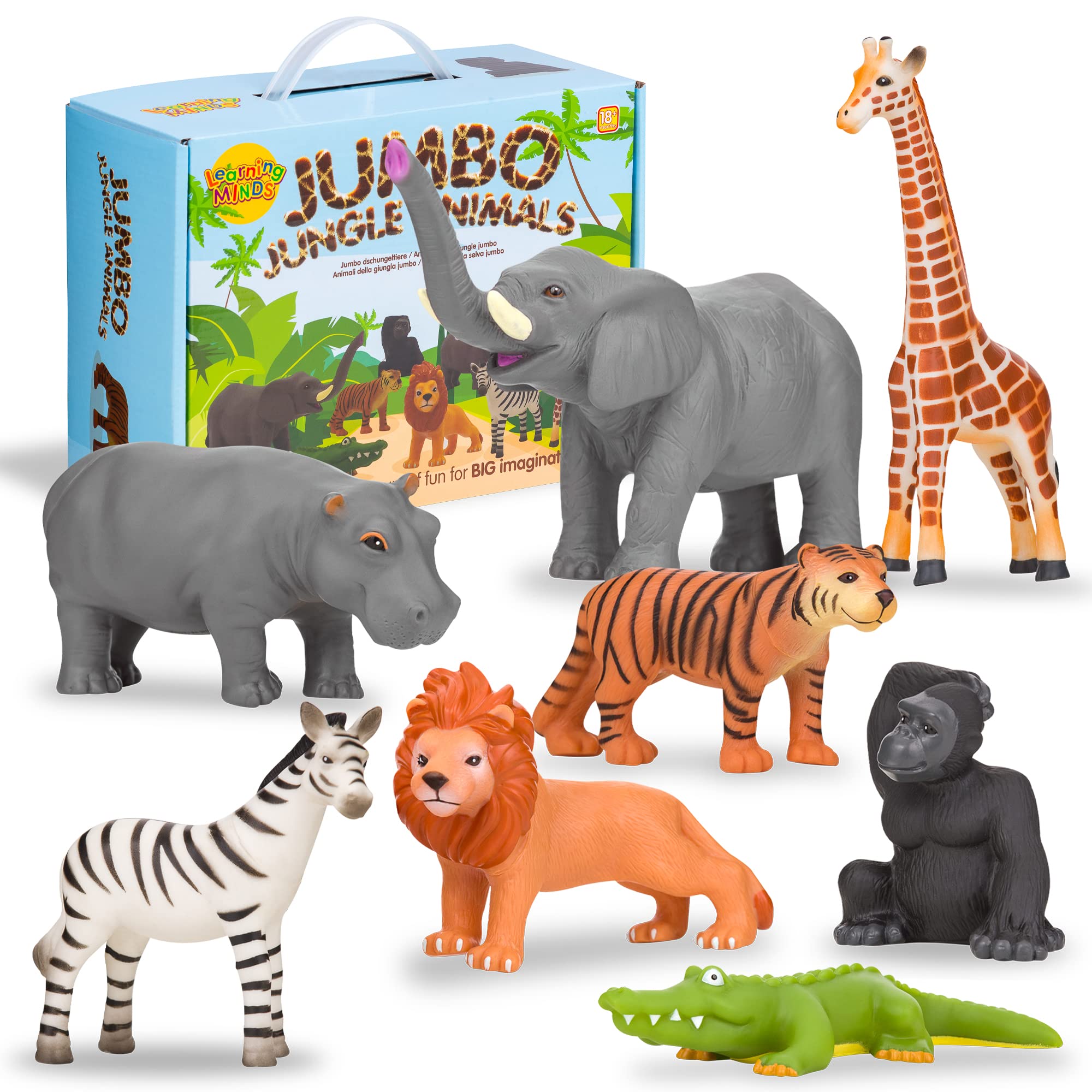 Mua Learning Minds Set of 8 Jumbo Jungle Animal Figures - Zoo Animals For 1,  2, 3 Year Olds - Toy Safari Animals For Kids Age 18 Months Plus - Toys For
