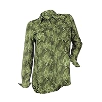 Tommy Hilfiger Women's Green Camouflage Henley Collar Shirt