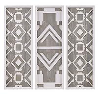 Madison Park Wall Art Living Room Décor - Geometric Design Natural Wooden Frame, Home Accent Bathroom Decoration Ready to Hang Panels for Bedroom, 12.6