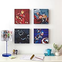Idea Nuova Marvel Avengers Canvas 4 Pack Wall Art Set,Childrens Wall Hanging Décor,Each Piece 11
