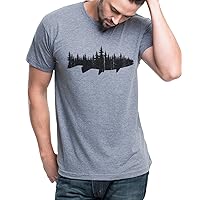 Black Lantern Graphic Tees Screen Printed Tri Blend T Shirt in Athletic Gray, Fish and Forest Design