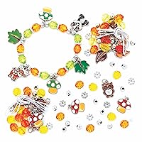 Baker Ross FE660 Woodland Animal Charm Bracelet Kits - Pack of 3, Perfect for Kids Jewellery Making, Bead Art or Birthday Party Craft Activities, Autumn Craft Gifts for Girls