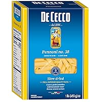 De Cecco Pasta, Pennoni No.38, 1 Pound (Pack of 12) - Made in Italy, High in Protein & Iron, Bronze die
