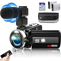 HD 4K Video Camera Camcorder with Microphone, Video Recorder Camera with IR Night Vision Vlogging Camera for YouTube Kids Camcorder with 3