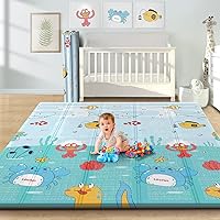 Gimars Upgraded XL BPA Free Baby Play Mat with Thickened PE Film, 0.5 inch Waterproof Foam, Foldable & Portable Baby Crawling Mat for Infants, Toddler, Kids, Indoor Outdoor Use (79 x71x0.5inch)