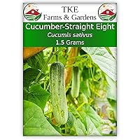 Cucumber Seeds for Planting, Straight Eight, 1.5 Grams, 55 Heirloom Seeds, Non-GMO, Packet Includes Instructions for Growing, Cucumis sativus, Qty 1