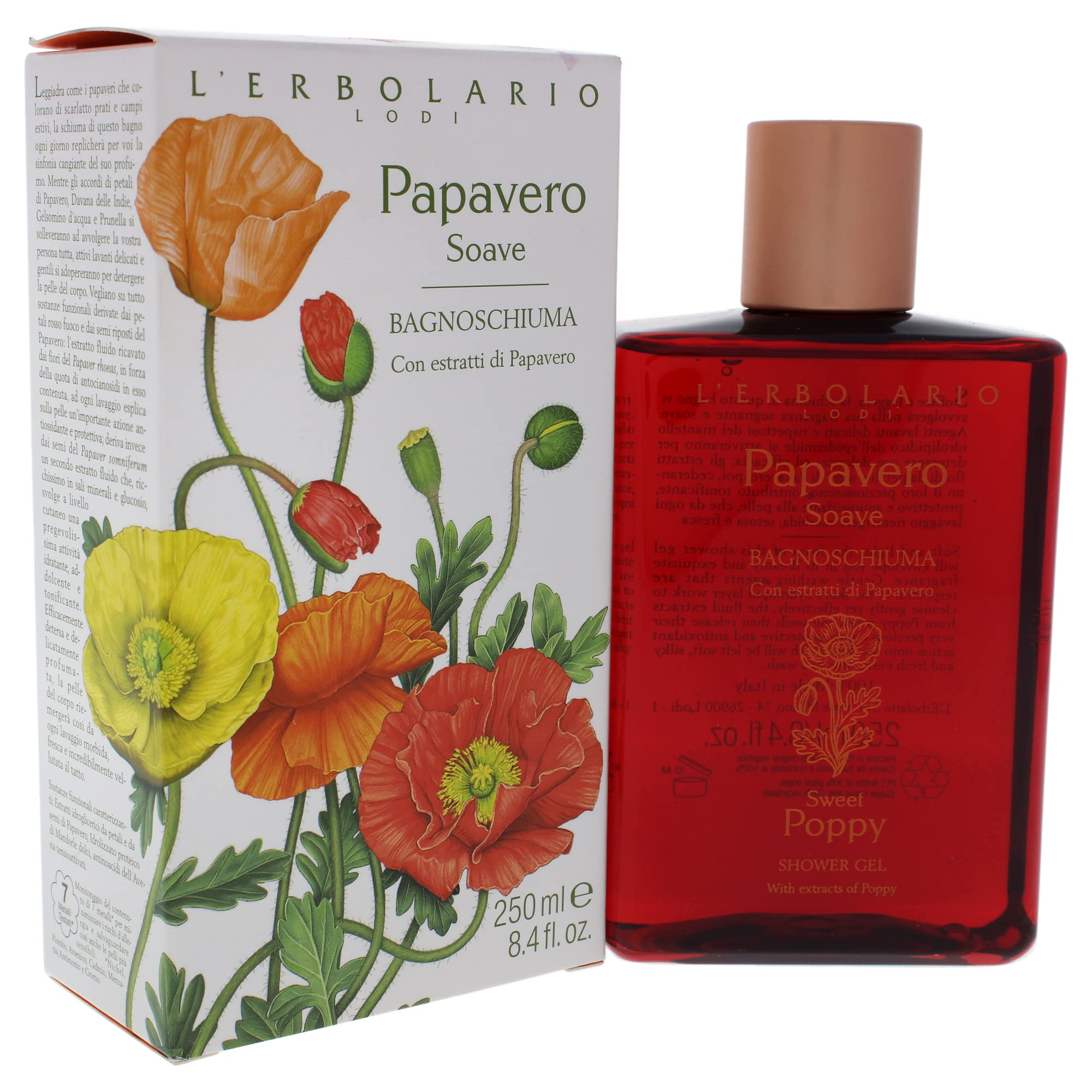 LErbolario Sweet Poppy Shower Gel For Women 8.4 oz Shower Gel