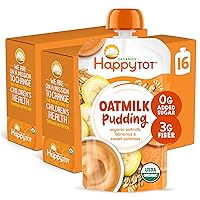 Happy Tot Organics Oatmilk Pudding, Dairy-Free, Stage 4 Toddler Snack, Oatmilk, Bananas & Sweet Potatoes, 4 Ounce Pouch, Pack of 16