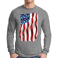 Awkward Styles Men's USA Flag Patriotic Long Sleeve T Shirt Tee American Flag Distressed 4th of July