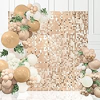Champagne Shimmer Wall Backdrop Shimmer Panels Sequin Backdrop 36PCS Glitter Party Backdrop for Birthday Wedding Anniversary Engagement Baby Shower & Bachelorette Decorations Party