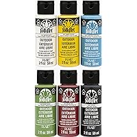 FolkArt Set, Outdoor Basics Set of 6 59 ml Brilliant Gloss Acrylic Paints for Easy to Apply DIY Crafts, Art Supplies with A Glossy Finish, 7537, 2 Fl Oz (Pack of 6), Multiple Color 12