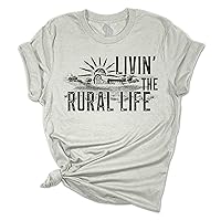 Womens Farm Tshirt Livin The Rural Life Farming Short Sleeve T-Shirt