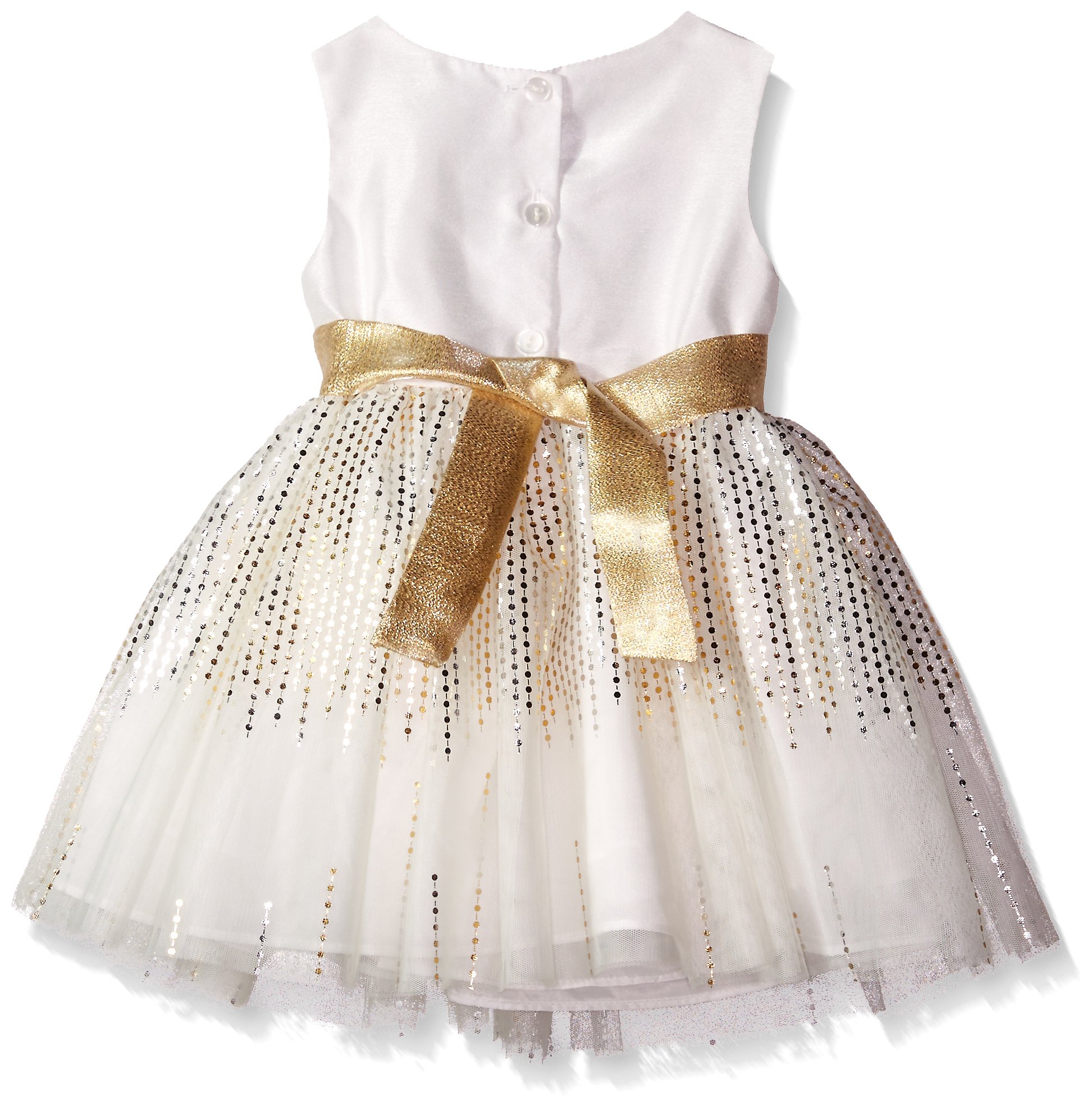 Bonnie Baby Baby-Girls Shantung Dress with Foil Dot Stripe Mesh Skirt