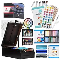 COLOUR BLOCK 300pc Mixed Media Art Bundle I Wooden Box Art Supplies | Artist Painting Kit for Drawing with Watercolor Paints, Pencils, Soft Pastels, Brushes, Pad