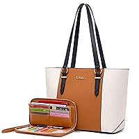 YZAOLL Purses for Women PU Leather Medium Tote Satchel Handbags with Matching Wrist Bag set
