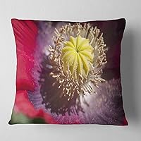 Designart Colorful Opium Poppy Photo' Flowers Throw Pillow Cover for Living Room, Sofa 16