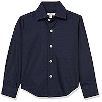 Isaac Mizrahi Boys' Slim Fit Squares Pattern Button Down Shirt