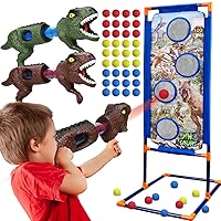 TOY Life Dinosaur Toddler Outdoor Toys for Kids 3 5 7, 2 Dinosaur Toy Guns for Boys with 36 Foam Balls, Kids Outside Toys, Dinosaur Shooting Party Games Gifts, Outdoor Activities Games for Kids