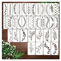 35 Pack Leaf Stencils for Painting on Wood, Leaves Vine Stencil Spring Nature Template for DIY Craft Wall Fabric Rock Chalkboard Sign School Art Scrapbook Projects (Leaf)