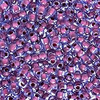 John Bead Czech Glass Seed Beads 6/0 Aqua Purple Lined Beads for Jewelry Making Crafts, 23g Vial
