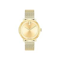 Movado Bold, Yellow Gold Ion-Plated Stainless Steel Case, Gold Dial, Yellow Gold Ion-Plated Stainless Steel Mesh Bracelet, Women, 3600580