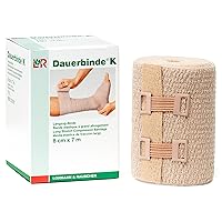 Lohmann & Rauscher Dauerbinde K Long Stretch Compression Bandage, Latex Free Lymphedema Wrap Made with 86% Cotton, 7% Polyamide, & 7% Elastane, 8 cm Wide x 7 m Long