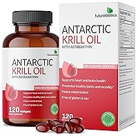 Futurebiotics Antarctic Krill Oil 1000mg with Omega-3s EPA, DHA, Astaxanthin and Phospholipids - Premium Krill Oil Heavy Metal Tested, Non GMO – 120 Softgels (60 Servings)
