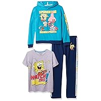 Nickelodeon Spongebob Squarepants Graphic Hoodie, T-Shirt, & Jogger Sweatpant, 3-Piece Athleisure Outfit Bundle Set-Boys 4-20