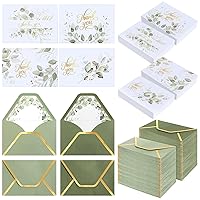 200 PK Sage Green Thank You Cards with Envelopes Bulk 5 x 3.5 Inches Watercolor Greenery Gold Foil Design Thank You Notes for Baby Shower Engagement Wedding Funeral Business Graduation